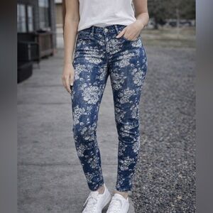 VIGOSS Floral Skinny Jeans Size 28 Blue Printed Denim Stretch